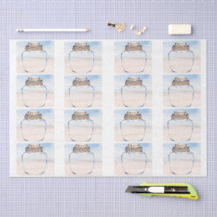 Individual Jars & Coastal Background Decoupage  Tissue Paper