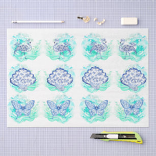 Individual Vintage Inspired Blue & White Decoupage Tissue Paper