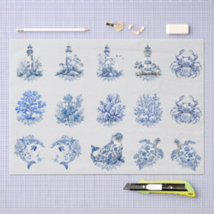 Individual Vintage Inspired Blue White Delft Tissue Paper