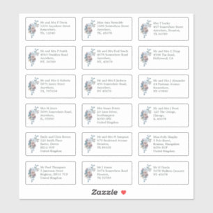 Individual Wedding Guest Name Address Blue Florals