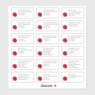 Individual Wedding Guest Name Address Red Rose