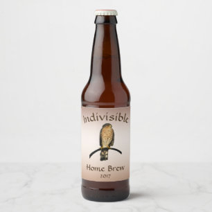 Indivisible Brown Hawk Bird Animal Beer Label