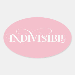 Indivisible Sticker / White Script (Oval)