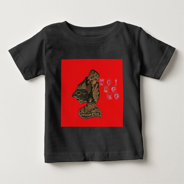 Indonesi Shadow Puppet Hohoho Design on Red canvas Baby T-Shirt (Front)