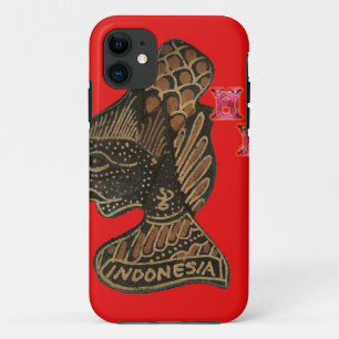 Indonesi Shadow Puppet Hohoho Design on Red canvas iPhone 11 Case