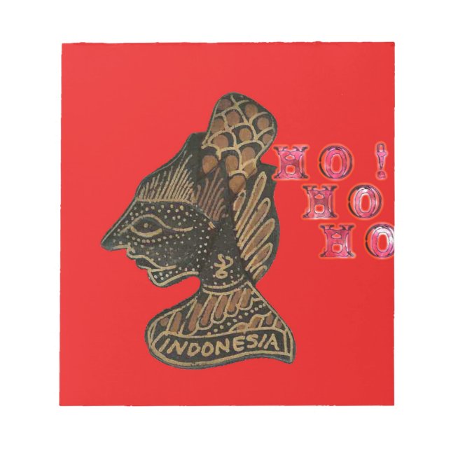 Indonesi Shadow Puppet Hohoho Design on Red canvas Notepad (Front)