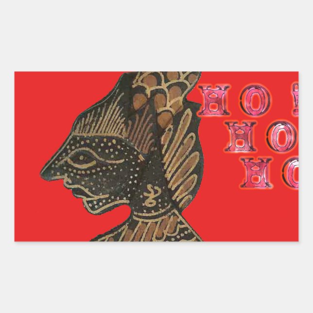 Indonesi Shadow Puppet Hohoho Design on Red canvas Rectangular Sticker (Front)