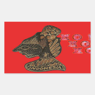 Indonesi Shadow Puppet Hohoho Design on Red canvas Rectangular Sticker