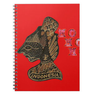 Indonesi Shadow Puppet Hohoho Design on Red canvas Spiral Notebook
