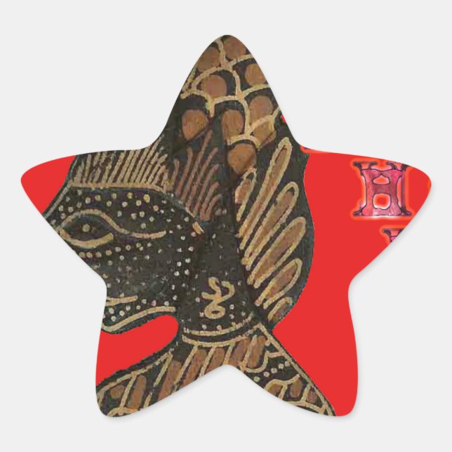 Indonesi Shadow Puppet Hohoho Design on Red canvas Star Sticker (Front)