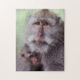 Indonesia, Bali, Ubud, Long-tailed Macaque Jigsaw Puzzle