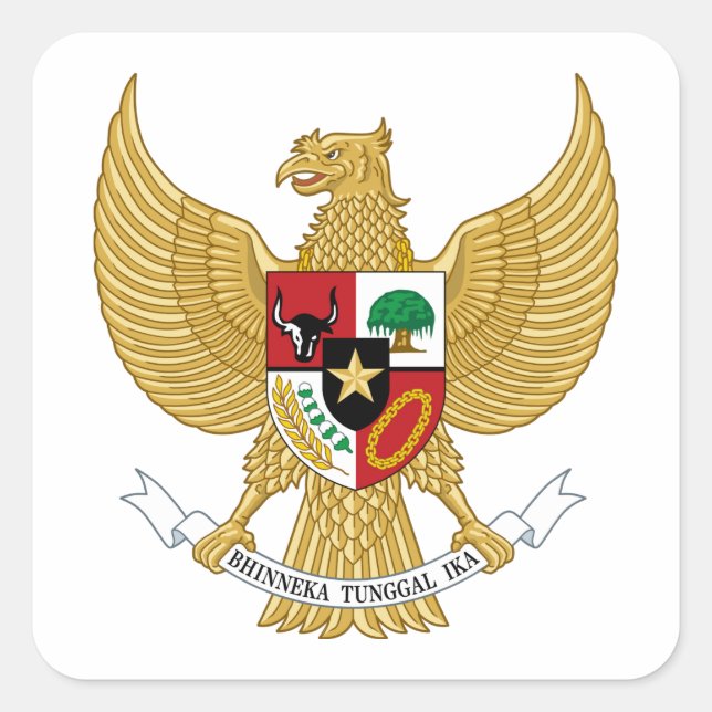 Indonesia Coat of Arms Square Sticker (Front)