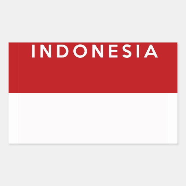 indonesia country flag text name rectangular sticker (Front)