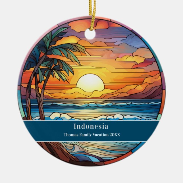 Indonesia Custom Beach Vacation Ceramic Tree Decoration (Front)