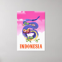 Indonesia Dragon retro travel poster