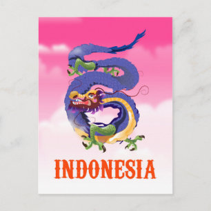 Indonesia Dragon retro travel poster Postcard