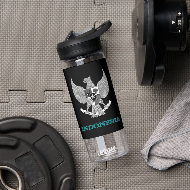 Indonesia Fitness & Indonesian coat of arms / flag Water Bottle (Gym)