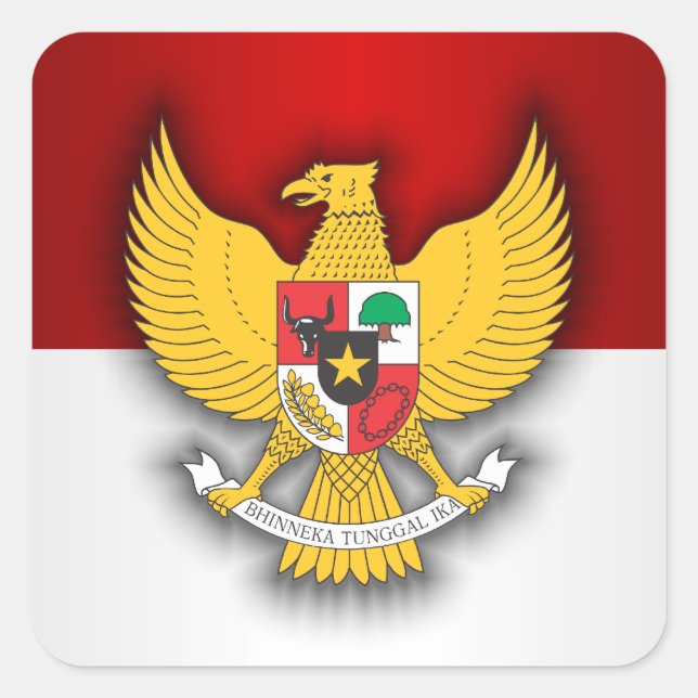 Indonesia Flag and Emblem Square Sticker (Front)