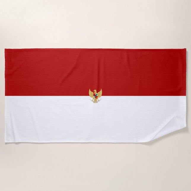 Indonesia flag-emblem   beach towel (Front)
