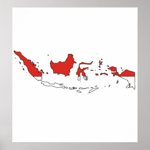 Indonesia Flag Map full size Poster