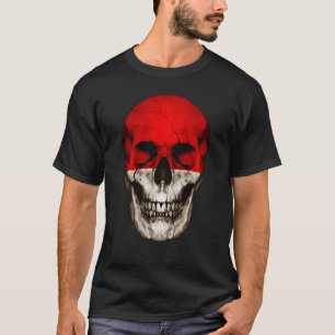 Indonesia Flag Skull Indonesian Roots Proud Patrio T-Shirt