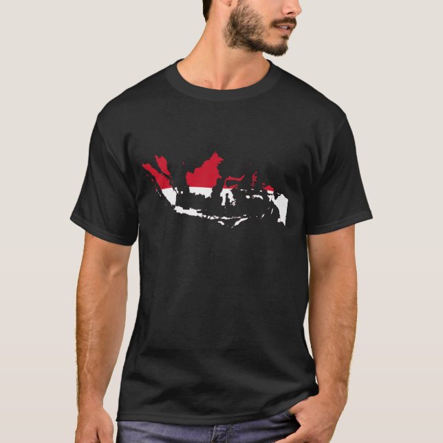 Indonesia ID, Jakarta, Flag Map T-Shirt (Front)