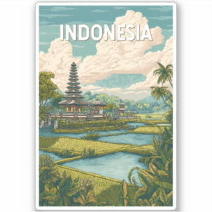 Indonesia Illustration Travel Art Vintage