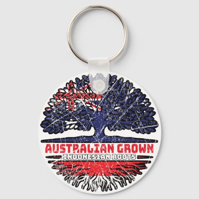 Indonesia Indonesian Australian Australia Tree Key Ring (Front)