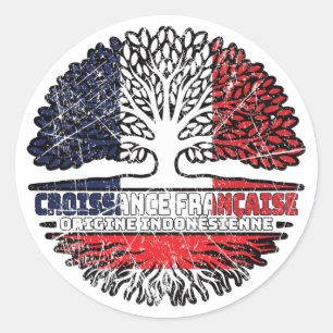 Indonesia Indonesian French France Tree Roots Flag Classic Round Sticker