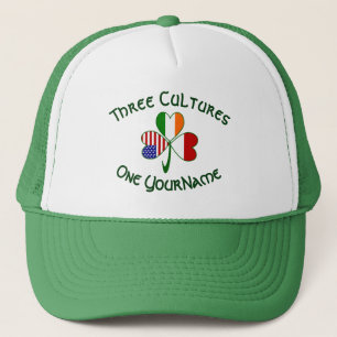 Indonesia Ireland USA Shamrock Flag Personalised Trucker Hat