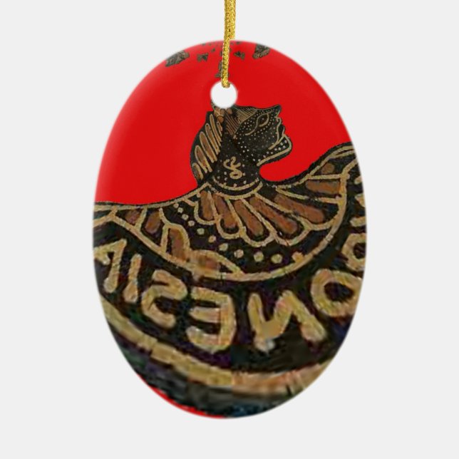 Indonesia Javanese Shadow Puppet Cultural Art Ceramic Tree Decoration (Front)