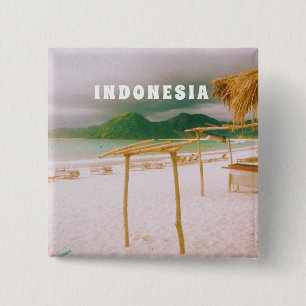 Indonesia Lombok Tropical Paradise Print 15 Cm Square Badge