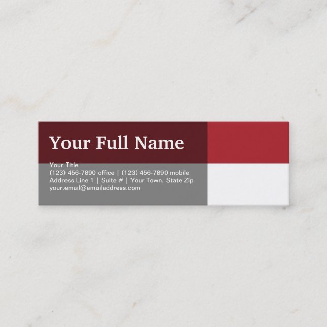 Indonesia Plain Flag Mini Business Card (Front)