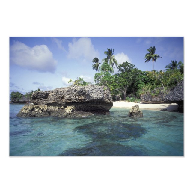 Indonesia. Rock formations along shore Photo Print (Front)