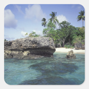 Indonesia. Rock formations along shore Square Sticker