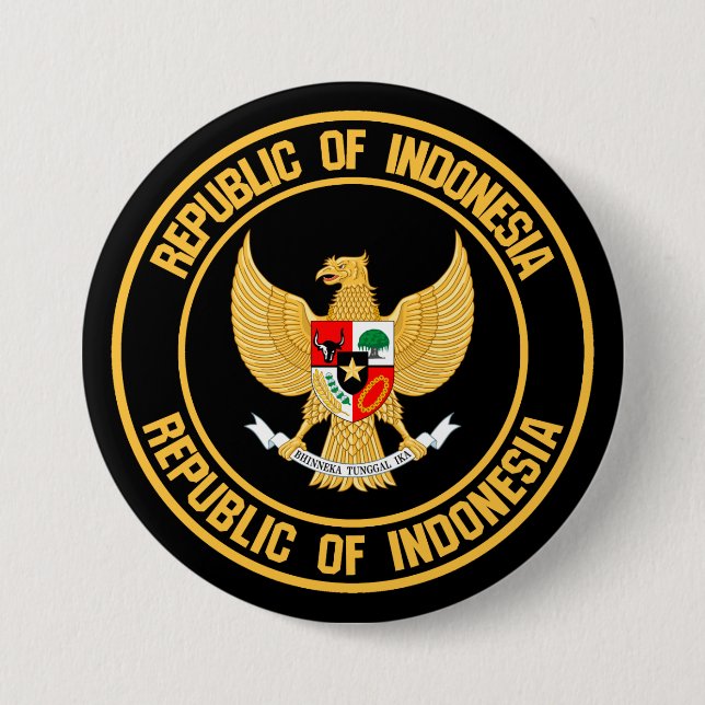 Indonesia Round Emblem 7.5 Cm Round Badge (Front)