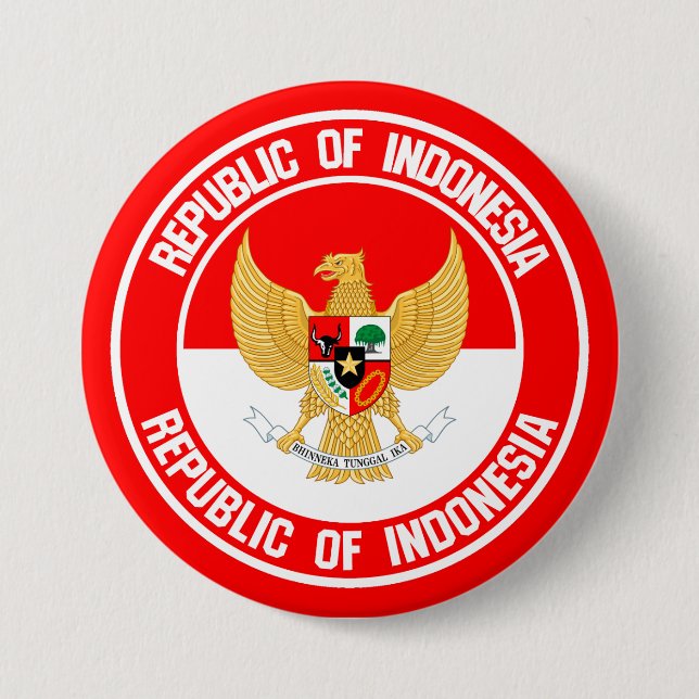 Indonesia Round Emblem 7.5 Cm Round Badge (Front)