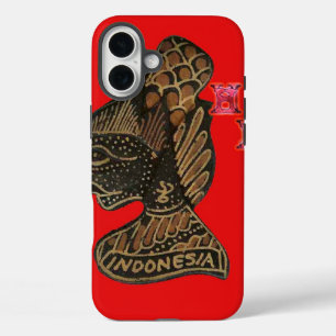 Indonesia Shadow Puppet Hohoho Design Red Canvas iPhone 16 Plus Case