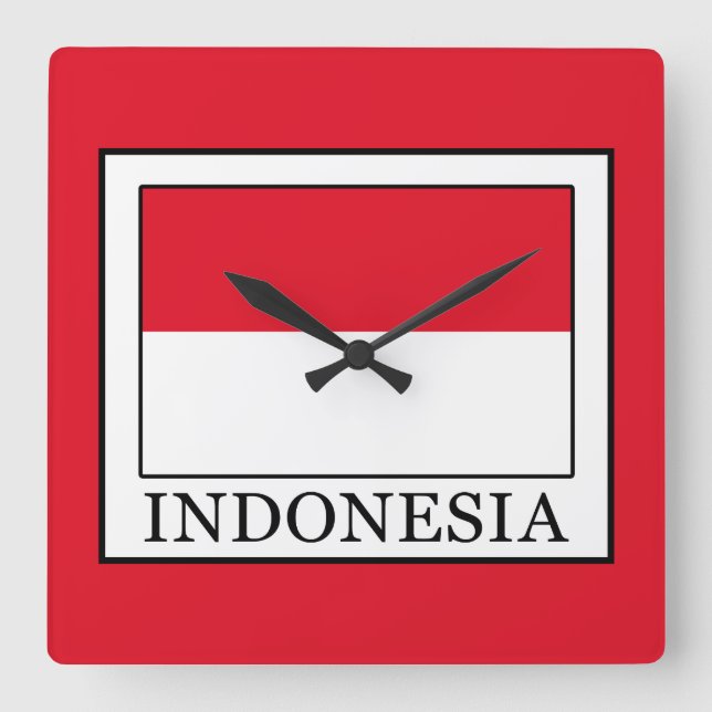 Indonesia Square Wall Clock (Front)