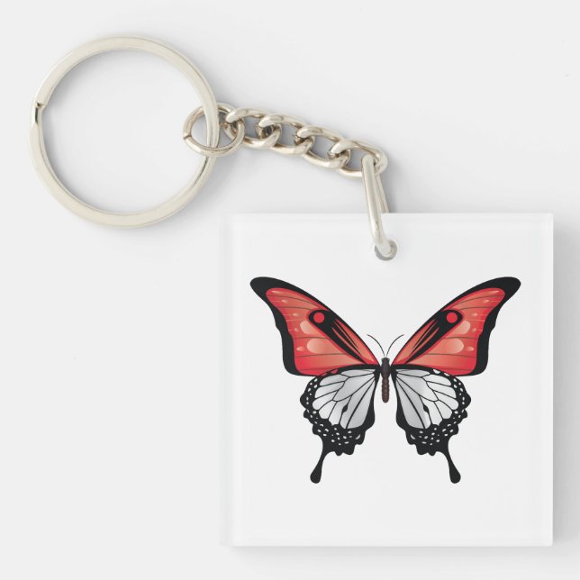 Indonesia Swallowtail Butterfly Flag Key Ring (Front)