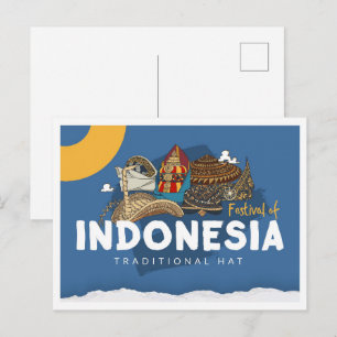 Indonesia Traditional Hat Travel Postcard