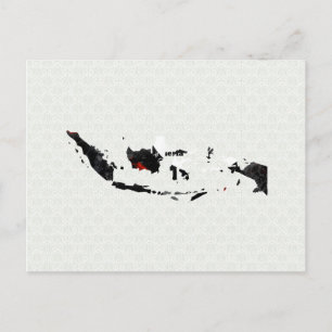 Indonesia Trendy Peace Sign with Indonesian map Postcard