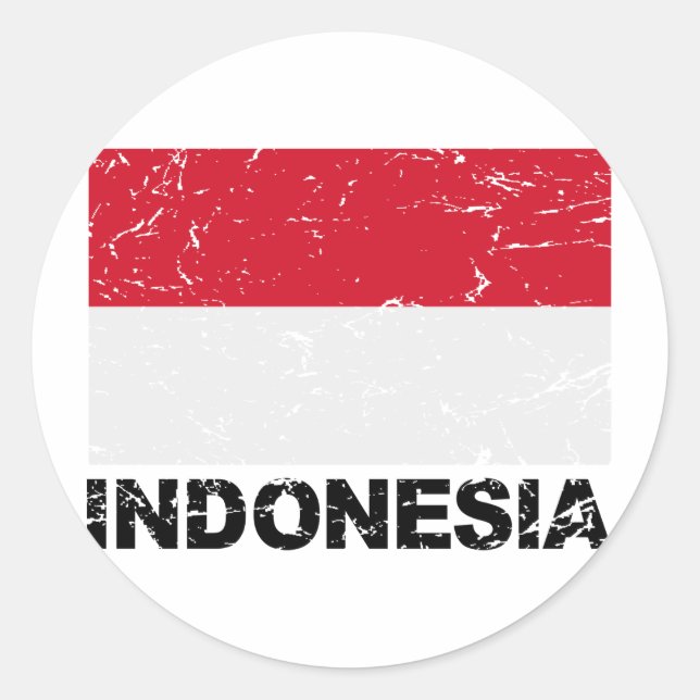 Indonesia Vintage Flag Classic Round Sticker (Front)
