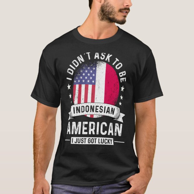 Indonesian American Patriot Grown Humour Flag T-Shirt (Front)
