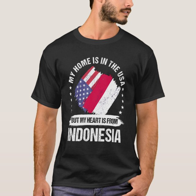 Indonesian American Patriot Grown Proud My Heart i T-Shirt (Front)