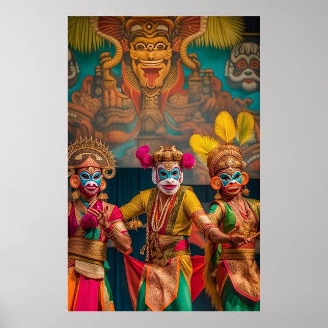 Indonesian Bali Masked Dancers  Poster (Front)