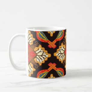 Indonesian batik: flora fauna motif. coffee mug