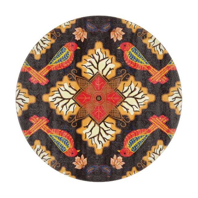 Indonesian batik: flora fauna motif. cutting board (Front)