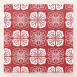 Indonesian Batik Kawung Gurda Design Glass Coaster