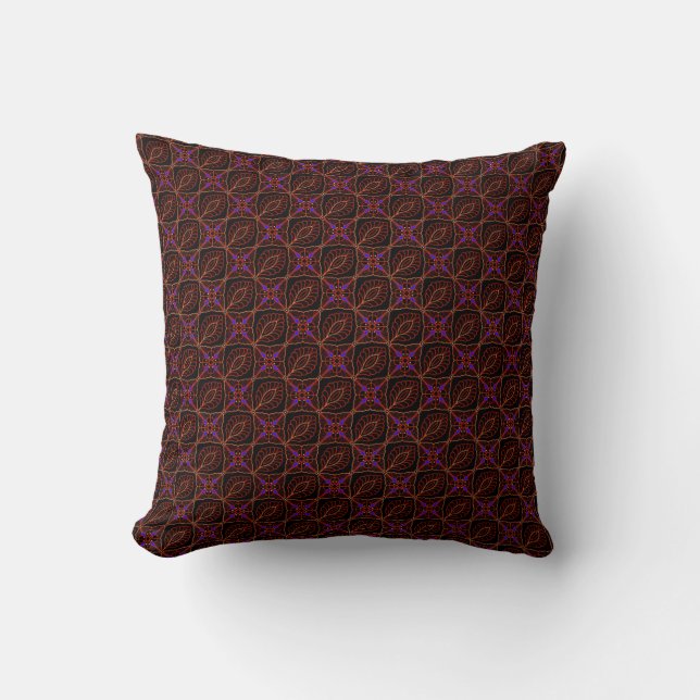 Indonesian Batik Motif Kawung Red Throw Pillow (Front)